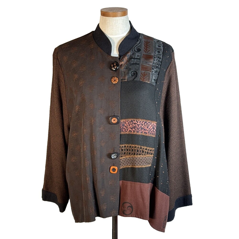Vintage Donna Jessica Boho Patchwork Button Down Cardigan Medium 2 Lagenlook